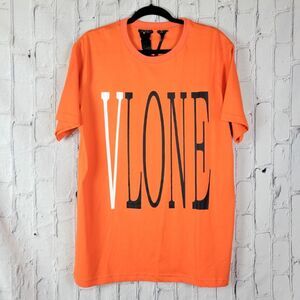 Vlone mens staple orange graphic short sleeve t shirt top